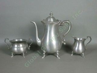 Vintage Poole Pewter Coffee Tea Set Teapot 2225 Creamer Sugar Bowl 2226 No Res