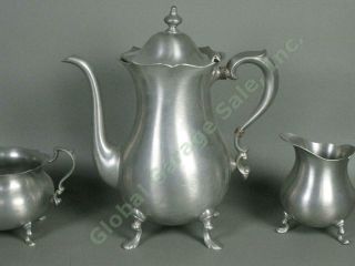 Vintage Poole Pewter Coffee Tea Set Teapot 2225 Creamer Sugar Bowl 2226 NO RES 2