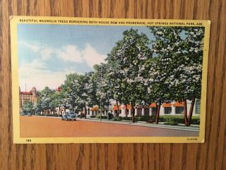 1950 Linen Postcard Bath House Row And Promenade Hot Springs Nat.  Park Arkansas