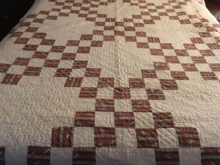 Vintge Cotton Hand & Machine Sewn Patchwork Quilt 84”x 86”