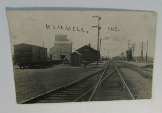 Antique Kimmell Indiana Train Depot Real Photo Postcard Railroad Station