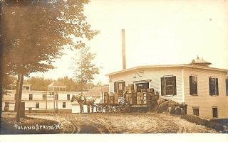 Poland Spring Me Horse Drawn Delivery Wagon Unloading Real Photo Postcard