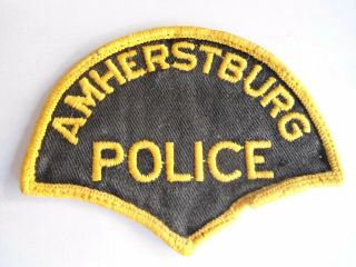 Vintage Amherstburg Police (gold) Patch,  Ontario,  Canada,  Police Crest