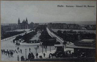 Vintage Postcard,  Malta To England,  Floriana Eduard V11,  Avenue