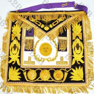 Masonic Regalia Grand Master Apron Purple Hand Embroidery - B2b