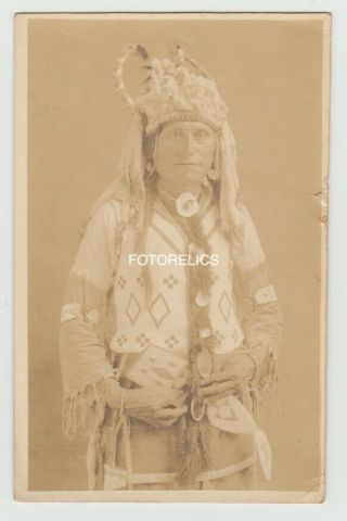 Native American,  Indian By Byron Harmon Real Photo Card Banff Canada Posted 1918
