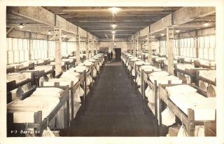 Rppc Military Barracks Interior Farragut,  Idaho? Wwii Ca 1940s Vintage Postcard