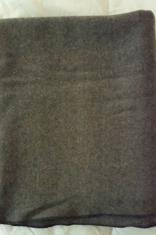 Vintage Army Style Grey Wool Blanket By Peerless Woolen Mills