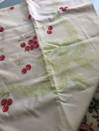 Vintage Cherry And Bows Tablecloth 52 X 96