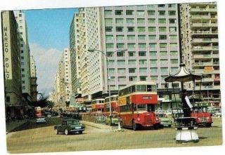 Hongkong Postcard Nathan Road Kowloon Hong Kong Note Bus Vintage 1961