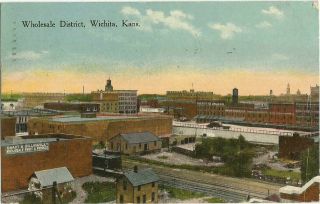 Wichita,  Ks Kansas 1915 Postcard,  Birdseye View Of District