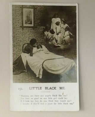 Black Americana Racist Post Card Little Black Me