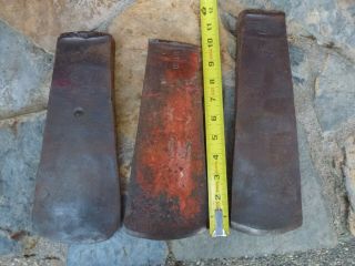 3 Large Antique Vintage Splitting Wedges Logging Iron Steel