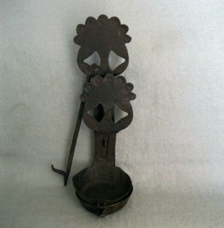 Antique Double Betty Whale Oil Hanging Wrought Iron Lamp