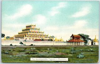 Mandalay,  Burma Myanmar Postcard " The Incomparable Pagoda " D.  A.  Ahuja C1910s