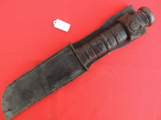 U.  S.  N Kabar Ricasso - Marked Knife & Usn Leather Sheath