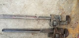 2 Vintage Stillson Walworth 24 " Adjustable Pipe Wrenches,  Wallworth