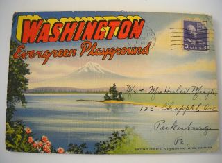 Vintage Souvenir Folder Of Washington - Evergreen Playground - 18 Great Color Views