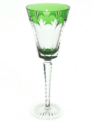 Faberge Grand Palais Emerald Green Cut To Clear Crystal Wine Goblet Signed