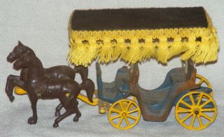 Antique Stanley Toys Cast Iron Horse Drawn Carriage
