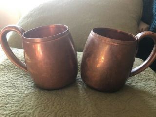 2 Vintage Copper Mug Cup Solid Copper West Bend Aluminum Co Moscow Mule U.  S.  A.