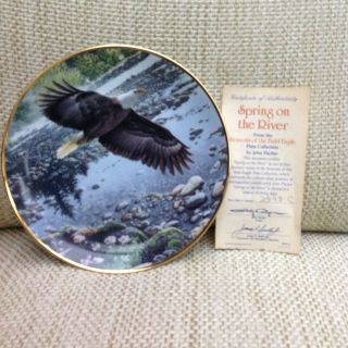 Spring On The River Collector Plate Bald Eagle John Pitcher Hamilton Seasons 91
