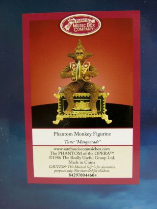 1986 The Phantom of The Opera Monkey Figurine Music Box Musical Masquerade Song 8