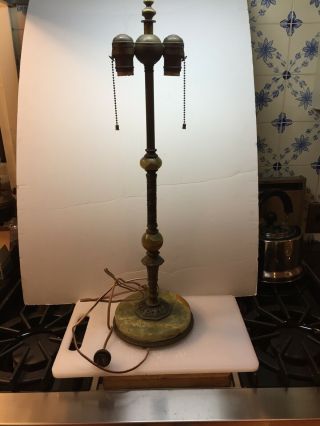 Vintage Brass And Marble Two Light Table Lamp Base