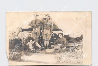 Rppc Real Photo Postcard Ww1 Soldiers Company J 2nd Kansas ? Wounded Sargent In