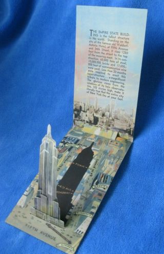 Rare 1931 Empire State Building Pop - Up Mechanical Postcard Nyc Novelty