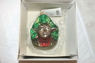 Vintage 1998 Christopher Radko Star Wars Yoda Glass Christmas Ornament W/box