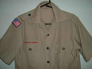 Boy Scouts Older Style Adult Small Poly/Wool Uniform Shirt 2