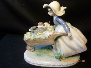 Lladro - A Barrow Of Fun 5460 - Little Girl With Two Puppies Retail $825.