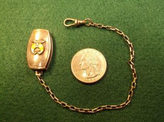 Rare Vtg Shriners Sterling Silver Pocket Watch Fob & Chain - - " Hickok Beltogram "