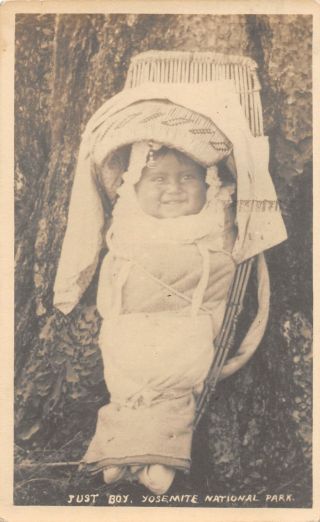 F62/ Native American Indian Rppc Postcard 1927 Yosemite National Park Baby 28