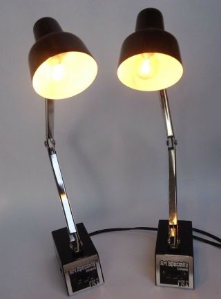 Pair Art Specialty Company Adjustable Desk Lamps Usa With Hi Low Lights