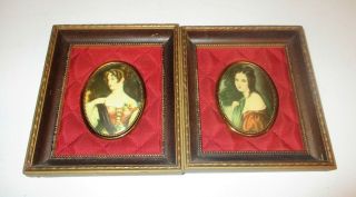 Vintage Victorian Portraits Cameo Creation Women Lady Portrait Wood Framed