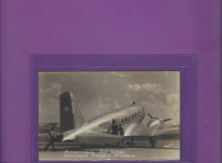 American Airlines Dc - 3 At St.  Louis Lambert Field Airport Real Photo Postcard