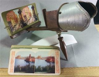 Antique Keystone View " Monarch " Stereoscope Picture Viewer W/ 8 Cards