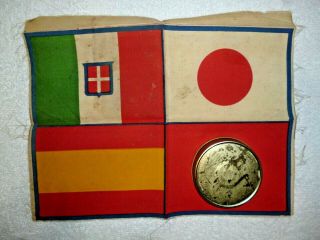 Extremely Rare Ww2 Axis Flag Pennant Germany,  Japan,  Spain,  Italy 8 " X 11 " 1940s