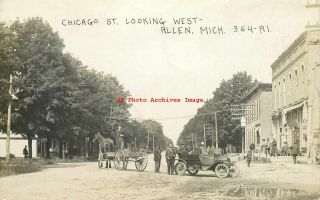 Mi,  Allen,  Michigan,  Rppc,  Chicago Street,  Looking West,  Photo No 364 - A1