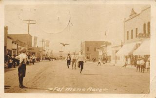 1916 Fat Mens Race - Main Street - Big Timber,  Montana - Vintage B&w Postcard
