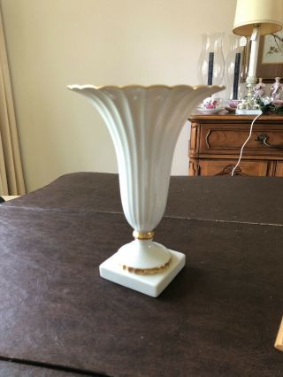 Lenox Fluted Top Vase/gold/pre - Owned 8 1/2 "