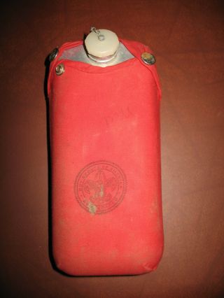Vintage Boy Scout Canteen Be Prepared Emblem Regal Aluminum 1.  5 Qt Red Belt Clip
