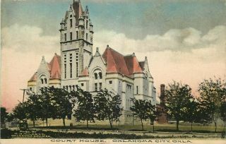Hand - Colored Postcard Court House In Oklahoma City,  Oklahoma - Circa 1908
