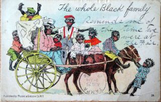 Vintage Black Americana Post Card The Whole Black Family 1906