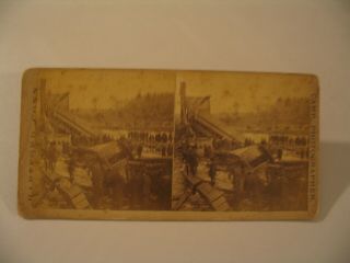 Train Wreck Railroad Hartford Connecticut Camp Stereoview Photo Cdii As - Is
