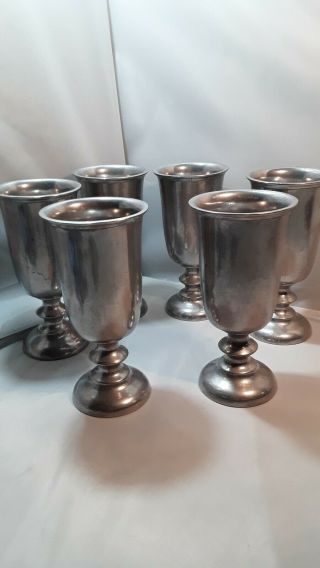 6 - Vintage Duratale By Leonard Pewter Goblet,  Made In Italy