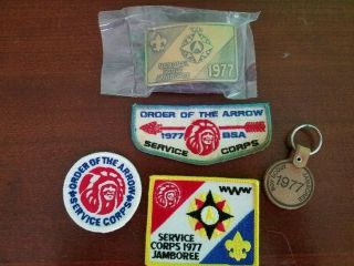 Bsa National Jamboree 1977 Oa Service Corps Set And Jamboree Belt Buckle