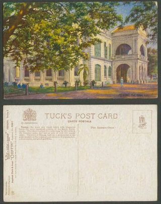 Penang C.  1920 Old Colour Postcard The Town Hall,  Tuck 